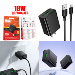 Power Charger Hoco CS92 18W(QC/FCC/AFC) Set TypeC - ឆ្នាំងសាក ខ្វីកឆាច ហូកូ CS92 QC3.0 រុន 1 ឈុត Type-C