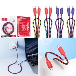 Cable Charger Hoco X116 60W (C to C) - ខ្សែសាកស្រោបក្រណាត់ ហូកូ​ X116 Type-C to Type-C 60W