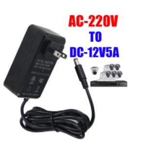 Power Supply CCTV 12V5A (AC to DC) Wall Plug - ដុំភ្លើង 220V ទៅ 12V5A (AC to DC) ដោតជញ្ចាំង