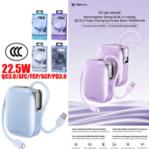 Power Bank Remax FP-38/MH136(PD/QC)22.5W 3C 10000mAh - ថ្មជំនួយ Remax FP-38/MH136(PD/QC)22.5W CCC 10000មីលីអំពែ