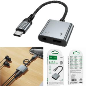 Converter Type-C to (Type-C+3.5) hoco UPA34 - ឌុយបំលែងTypeC ទៅ (Type-C+3.5) hoco UPA34