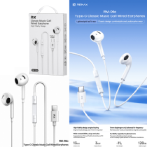 Earphone Wire Type-C Direct Remax RM-06a - កាសខ្សែ Type C ដោតផ្ទាល់ Remax RM-06a