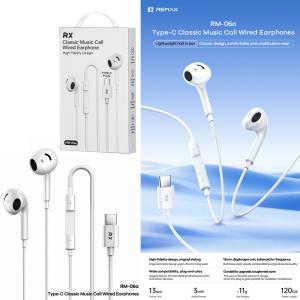 Earphone Wire Type-C Direct Remax RM-06a - កាសខ្សែ Type C ដោតផ្ទាល់ Remax RM-06a