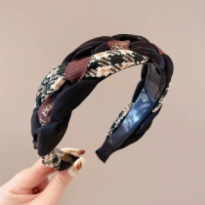 Headband D17 Black plaid - បូរសក់ D17 Black plaid