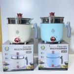 Electric hot pot with steamer HM-18cm - ឆ្នាំងស៊ុបអគ្គិសនី 18cm បាតខ្មៅ HM-18D