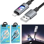 Cable Charger hoco U144 iPhone - ខ្សែសាកស្រោបក្រណាត់ hoco U144 iPhone