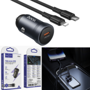 Power Car Charger hoco Z62A PD30W+QC3.0 Set (C to iP) - ឆ្នាំសាកក្នុឡាន ហូកូ Z62A PD30W+QC3.0 ឈុត(TypeC-iPhone)