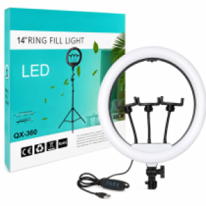 LED Selfie Ring Live 14"36cm 3Clip QX-360 - អំពូលមូល ស៊ែលហ្វី QX-360 ក្រចាប់3 ទំហំ36cm