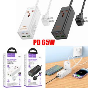 Power Strip 1socket+2Type-C+2USB PD65W hoco AC10 - ព្រីភ្លើង រុនភ្លើង1+TypeC2+USB2 PD65W hoco AC10