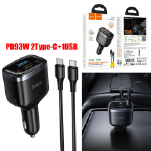 Power Car Charger PD93W/QC(2C+1USB) hoco Z70 Set (C to C) - ឆ្នាំសាកក្នុឡាន ហូកូ Z70 PD93W/QC3.0 (2C+1USB) ឈុត(TypeC-TypeC)