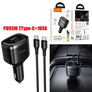 Power Car Charger PD93W/QC(2C+1USB) hoco Z70 Set (C to C) - ឆ្នាំសាកក្នុឡាន ហូកូ Z70 PD93W/QC3.0 (2C+1USB) ឈុត(TypeC-TypeC)
