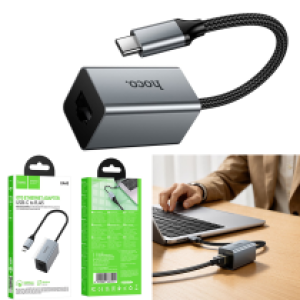 Converter Adapter (Type-C to RJ45 100Mbs) hoco UA48 - ដុំបំបែក ហូកូ UA48(Type-C to RJ45 100Mbs)
