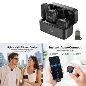 Microphone LIVE Wireless iPhone/TypeC XO MC17 AI Noise-Canceling - ក្បាលមេក្រូអត់ខ្សែ XO MC17 iPhone/Type-C AI កាត់សំលេងរំខាន