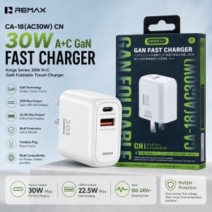 Power Charger PD/QC 30W Remax CA-18W(USB+Type-C) - ឆ្នាំងសាក ខ្វីកឆាច Remax CA-18W(USB+TypeC) PD30W