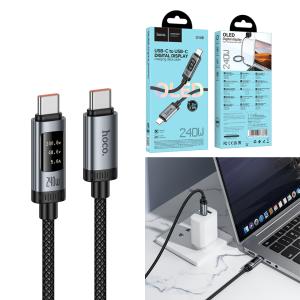 Cable Charger (C to C) 240W hoco U148 LCD (1.2m) - ខ្សែសាក U148 Lord 240W មានអេក្រង់ឌីជីថល Type-C ទៅ Type-C (1.2m)