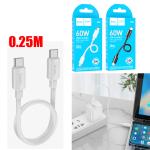 Cable Charger (C to C) 60W hoco X96 (L=0.25M) - ខ្សែសាក ល្បឿនលឿន hoco X96 Hyper 60W Type-C ទៅ Type-C (0.25ម៉ែត)