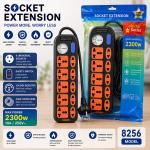 Power Strip 10Socket display voltage 5M NO: #8256 - ព្រីភ្លើង 10រុន មាននាឡិកាបង្ហាញវ៉ុល 5ម៉ែត លេខ#8256