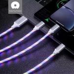 Cable Charger WUW-X161 3in1(Micro+iPhone+Type-C) Light - ខ្សែសាក WUW-X161 (Micro+iPhone+Type C)មានភ្លើងព័ណ