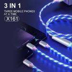 Cable Charger WUW-X161 3in1(Micro+iPhone+Type-C) Light - ខ្សែសាក WUW-X161 (Micro+iPhone+Type C)មានភ្លើងព័ណ
