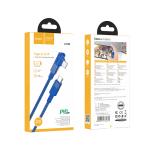 Cable Charger PD20W Hoco U108 iPhone 2m - ខ្សែសាកស្រោបក្រណាត់ ហូកូ​ U108 PD អាយហ្វូន
