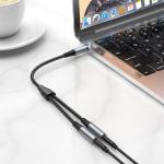 Converter AUX to AUX 2female hoco UPA21 2in1 - ខ្សែសំឡេង តបន្ថែម hoco UPA21 2-in-1(male to 2*female)