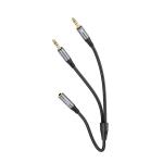 Converter AUX 2male to female hoco UPA21 2in1 - ខ្សែសំឡេង តបន្ថែម hoco UPA21 2-in-1(emale to 2*male)