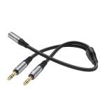Converter AUX 2male to female hoco UPA21 2in1 - ខ្សែសំឡេង តបន្ថែម hoco UPA21 2-in-1(emale to 2*male)