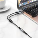 Converter AUX 2male to female hoco UPA21 2in1 - ខ្សែសំឡេង តបន្ថែម hoco UPA21 2-in-1(emale to 2*male)