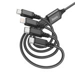 Cable Charger 4in1 hoco X76(Micro+iPhone+2Type-C) - ខ្សែសាកក្រណាត់ ហូកូ X76 4in1 2ថាយស៊ី+ម៉ាយក្រូ+អាយហ្វូន