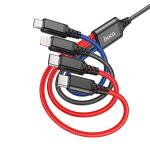 Cable Charger 4in1 hoco X76(Micro+iPhone+2Type-C) - ខ្សែសាកក្រណាត់ ហូកូ X76 4in1 2ថាយស៊ី+ម៉ាយក្រូ+អាយហ្វូន