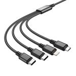 Cable Charger 4in1 hoco X76(Micro+iPhone+2Type-C) - ខ្សែសាកក្រណាត់ ហូកូ X76 4in1 2ថាយស៊ី+ម៉ាយក្រូ+អាយហ្វូន