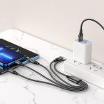 Cable Charger 4in1 hoco X76(Micro+iPhone+2Type-C) - ខ្សែសាកក្រណាត់ ហូកូ X76 4in1 2ថាយស៊ី+ម៉ាយក្រូ+អាយហ្វូន