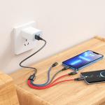 Cable Charger 4in1 hoco X76(Micro+iPhone+2Type-C) - ខ្សែសាកក្រណាត់ ហូកូ X76 4in1 2ថាយស៊ី+ម៉ាយក្រូ+អាយហ្វូន