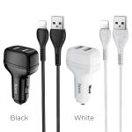 Power Car Charger Hoco ​Z36 Cable iPhone - ឆ្នាំងសាកក្នុងឡាន Z36 រុន 2 មានខ្សែ iPhone