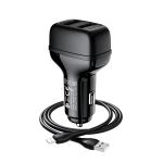 Power Car Charger Hoco ​Z36 Cable iPhone - ឆ្នាំងសាកក្នុងឡាន Z36 រុន 2 មានខ្សែ iPhone