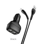 Power Car Charger Hoco ​Z36 Cable Micro - ឆ្នាំងសាកក្នុងឡាន Z36 រុន 2 មានខ្សែ Micro