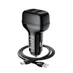 Power Car Charger Hoco ​Z36 Cable Micro - ឆ្នាំងសាកក្នុងឡាន Z36 រុន 2 មានខ្សែ Micro