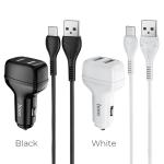 Power Car Charger Hoco ​Z36 Cable Type-C - ឆ្នាំងសាកក្នុងឡាន Z36 រុន 2 មានខ្សែ TypeC