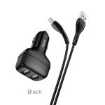 Power Car Charger Hoco ​Z36 Cable Type-C - ឆ្នាំងសាកក្នុងឡាន Z36 រុន 2 មានខ្សែ TypeC