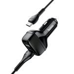 Power Car Charger Hoco ​Z36 Cable Type-C - ឆ្នាំងសាកក្នុងឡាន Z36 រុន 2 មានខ្សែ TypeC
