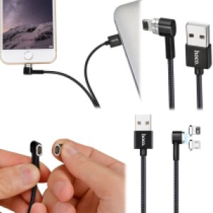 Cable Charger Magnetic Hoco U20 Apple+Micro - ខ្សែសាកដែកឆក់ ហូកូ U20 ម៉ាយក្រូ+អាយហ្វូន