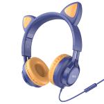 Headset Wire HOCO W36 Cat ear - កាស់ក្តោបត្រជៀក ហូកូ W36 Cat ear