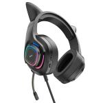 Headset Wire hoco W107 Cute cat luminous - កាសប្ល៊ូធូសក្តោបត្រជៀក ហូកូ W107 Cute cat luminous