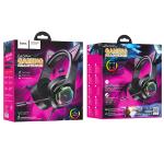 Headset Wire hoco W107 Cute cat luminous - កាសប្ល៊ូធូសក្តោបត្រជៀក ហូកូ W107 Cute cat luminous