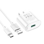 Power Charger Hoco C109 18W (QC/FCP/AFC) Set TypeC - ឆ្នាំងសាក​ ហូកូ C109 រុនមួយ 18W (QC/FCP/AFC)ឈុតType-C