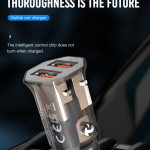 Power Car Charger XO CC49 transparent 2.4A Adapter - ឆ្នាំងសាកក្នុងឡាន អ៊ិចអូ XO CC49 2.4A ថ្លា