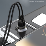 Power Car Charger XO CC49 transparent 2.4A Adapter - ឆ្នាំងសាកក្នុងឡាន អ៊ិចអូ XO CC49 2.4A ថ្លា