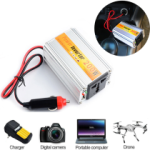 Inverter Car Cigarette DC-12V to AC-220V 200W - ដុំបំឡែងភ្លើង DC-12V ទៅ AC-220V 200វ៉ាត់