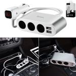 Power Car Charger cigarette 3port hoco Z13 LCD - ឆ្នាំងសាកក្នុងឡាន រុន 3 និង រុនសាកថ្ម 2 hoco Z13