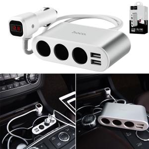 Power Car Charger cigarette 3port hoco Z13 LCD - ឆ្នាំងសាកក្នុងឡាន រុន 3 និង រុនសាកថ្ម 2 hoco Z13